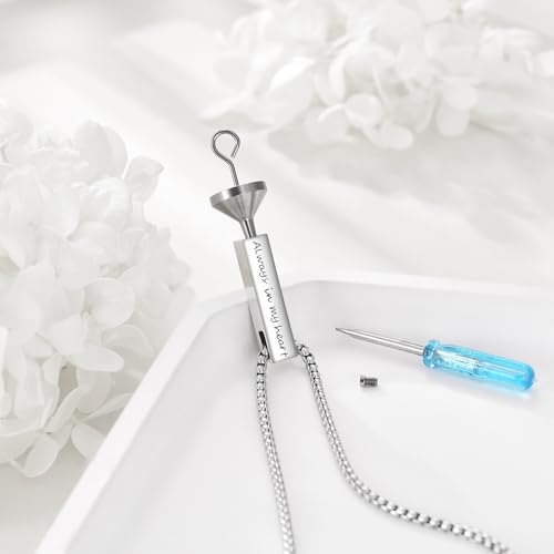 Cremation Urn Necklaces for Ashes Sterling Silver 3D Vertical Bar Memorial Pendant for Loved Ones Keepsake Cremation Jewelry Gifts for Women Men - style: Moon Phase