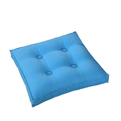 Square Cotton Linen Floor Cushion,Soft Yoga Tatami Meditation Cushion Seat Pad Floor Pillow,Removable and Washable Chair Cushion-Blue 45x45x8cm(17.7x17.7x3in)