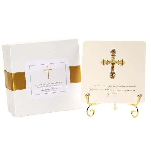 Maison De Papier Cross Bible Verse Quote Cards with Easel, 24 Oversized Inspirational Religious Verses on Premium Cardstock