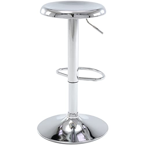 Adjustable Bar Stools Set of 2, Swivel Round Metal Airlift Barstools, Backless Counter Height Bar Chairs for Kitchen Dining Room Pub Cafe (Chrome) - color: Chrome, size: 2 pcs