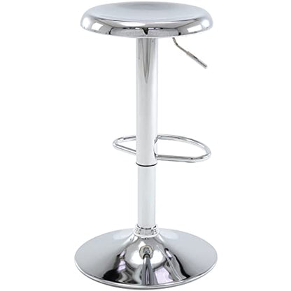 Adjustable Bar Stools Set of 2, Swivel Round Metal Airlift Barstools, Backless Counter Height Bar Chairs for Kitchen Dining Room Pub Cafe (Chrome) - color: Chrome, size: 2 pcs