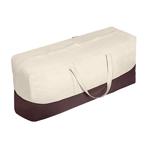 Vailge Outdoor Cushion Storage Bag Water-Resistant Patio Cushion Cover Storage Bag，Dustproof Christmas Tree Storage Bag Rectangular Patio Storage Bag for Outdoor Cushions - Standard,Beige & Brown - color: Beige&brown, size: 45.5Lx13.75Wx20H