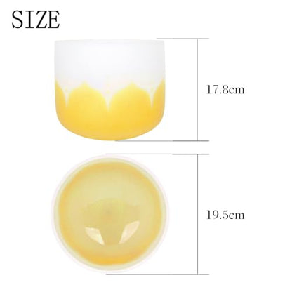 Singing Bowl, 8 Inch Frosted Quartz Crystal Sound Bowl Crystal Singing Bowls with sheepskin percussion stick for Meditation and Stress Relief (Yellow) - color: Yellow