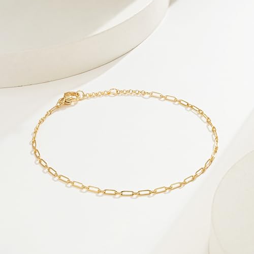 BENEIGE Gold Bracelets for Women 14k Gold Paperclip Bracelets Binding Bracelet, Adjustable Bracelets for Women Dainty Handmade Link Bracelet - color: long cuff