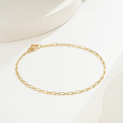 BENEIGE Gold Bracelets for Women 14k Gold Paperclip Bracelets Binding Bracelet, Adjustable Bracelets for Women Dainty Handmade Link Bracelet - color: long cuff
