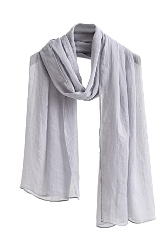 Jeelow Solid Color Scarf Wrap Shawl for Women Men – Soft Lightweight Head Scarf, All Season, Travel Beach Office Daily Wear - color: Light Grey