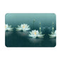 Dragonfly with Water Lily Print Flannel Anti-Slip Mat 16x24in Polyester Floor Covering, Full Single-Side Printed - color: Dragonfly With Water Lily
