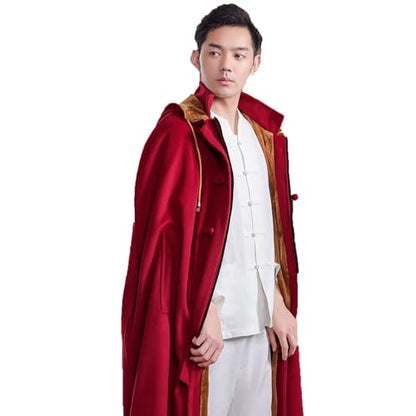 Meditation Buddhist Hooded Cloak Coat, Winter Meditation Cloak Zen Cloak Men and Women, Plush Cloak(Khaki)(XL) - color: Khaki, size: X-Large