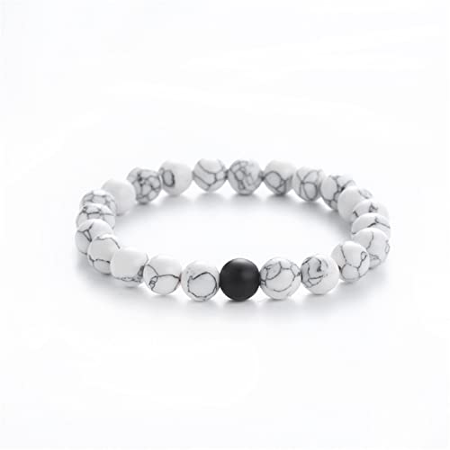 2Pcs Matte Lava Rock Volcanic Stone Beads Stretch Bracelet Stacking Frosted Gemstone Turquoise Seed Bracelet for Men Women Couple Stress Relief Aromatherapy Jewelry Gift - color: A matte