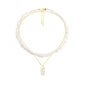 2Pcs Crystal Necklace for Women Handmade Choker Necklaces Pendant Necklace Natural Stone Gemstone Beaded Necklace 18k Gold Plated Adjustable Dainty Necklace for Women - color: Moonstone