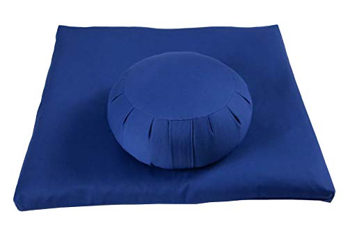 Buckwheat Zafu and Zabuton Meditation Cushion Set (2pc) - color: Royal Blue