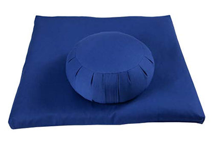 Buckwheat Zafu and Zabuton Meditation Cushion Set (2pc) - color: Royal Blue