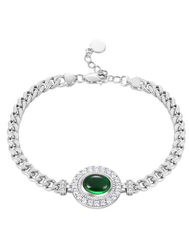 CYW Moissanite Vintage Bracelet for Women, Solid 925 Sterling Silver, 16cm/17cm/18cm/19cm, with 4cm Adjustable Chain, Birthday Valentines Anniversary Christmas Ideal Gift for Her - color: Elegant White Gold, size: 7.5"(19cm)