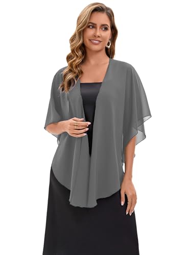 Baoqiya Chiffon Shawl Evening Scarf Shawls and Wraps for Women Wedding Party Bridal Scarves Cover Ups - color: Dark Grey