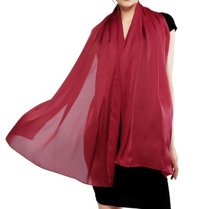 RIIQIICHY Women Shawls and Wraps for Evening Dresses Like Chiffon Silk Scarf Formal Silky Pashmina Shawls for Weddings - color: Burgundy