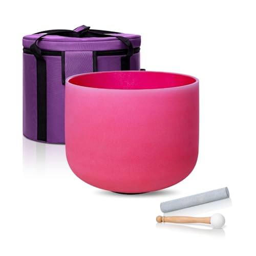 8 Inch Red C Note 432hz Root Chakra Crystal Singing Bowl Healing with Carrying Case and Rubber Mallet Suede Strikers Oring - color: Red C Note, size: 8 inch