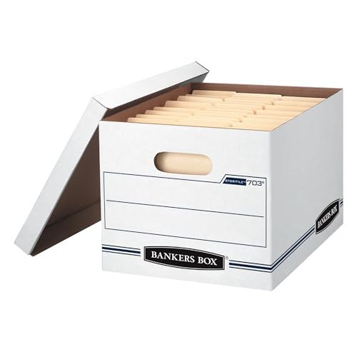 Bankers Box 4-Pack Basic Duty File Storage Boxes with Lids, Letter/Legal, STOR/FILE, (0070308)