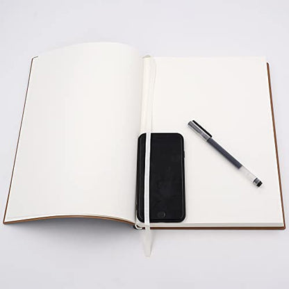 Large Thick Journal Notebook, Blank Papers, A4 8.4x11.4 inches, 416 Pages, Soft Faux Leather Cover Sketchbook for Writing Drawing (Black, Plain) - color: Black, Plain, 416Pages