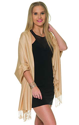 Pashmina Shawls and Wraps for Evening Dresses, Large Soft Pashminas Wedding Shawl - color: Light Cream Champagne