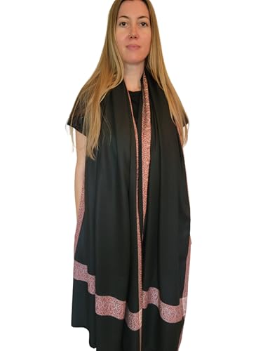 Soft Premium Wool Blend Meditation Shawl - Large Unisex Prayer Wrap, Oversize Scarf & Versatile Blanket - color: Black