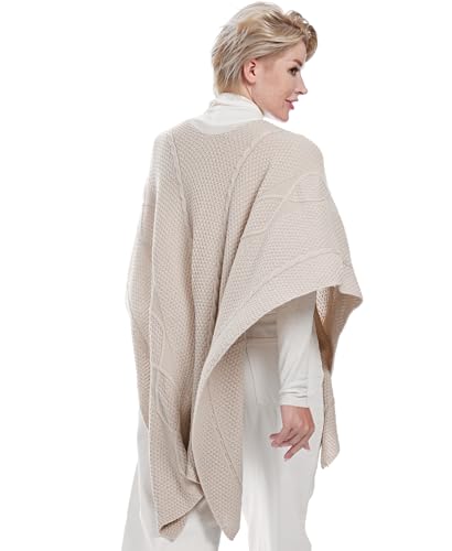 MissShorthair Knit Shawl Wraps for Women Boho Crochet Shawls Cape Open Front Cardigan - color: Pink