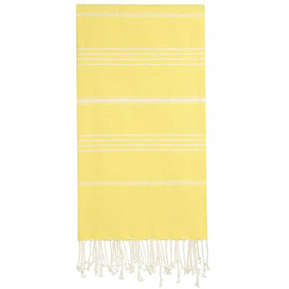Lina Turkish Beach Towel Peshtemal (38" x 71"), Sand-Free, Large & Quick-Dry, Lightweight Pool Towels for Travel, Soft 100% Turkish Cotton & Pre-Washed, Ideal for Spa or Bath, Yellow - color: Yellow