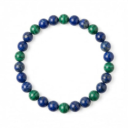Lapis Lazuli Healing Bracelet – Real Crystal Beads for Stress Relief, Meditation & Chakra Balance – Natural Gemstone Jewelry Gift for Women & Men, Adjustable Stretch Fit - style: 6mm Lapis & Malachite （no gift box）