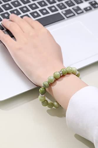 Healing Bracelet For Women Anxiety Crystal Bracelet Chakra Beaded Bracelets Rose Quartz Crystals And Healing Stones Yoga Bead Bracelet Calming Stretch Bracelet Stress Relief Gifts For Women - color: Green-China Jade
