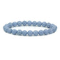 Angelstones Handmade Natural Healing Gemstone 8mm Round Beads Stretch Crystal Bracelet 7 Inch Unisex - color: Blue Angelite