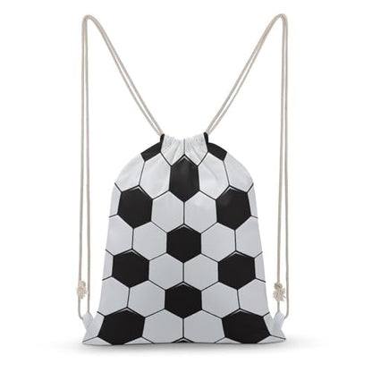 Soccer Ball White And Black Portable Canvas Drawstring Backpack with Drawstring Pockets 30x40cm - color: Soccer Ball White and Black, size: 30x40cm