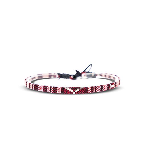 Made by Nami 2 Pcs Boho Surfer Bracelets for Women and Men Waterproof and Adjustable Braided Bracelets Set of 2 for Ethnic Hippie Style - color: Ruby Red & Aztec
