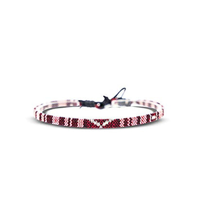 Made by Nami 2 Pcs Boho Surfer Bracelets for Women and Men Waterproof and Adjustable Braided Bracelets Set of 2 for Ethnic Hippie Style - color: Ruby Red & Aztec