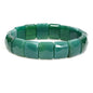 Keleny Gemstones Semi Precious 15mm Square Grain Faceted Beaded Stretch Bangle 7.5 Inch Unisex - color: Dyed Green Agate