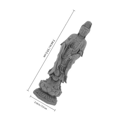 Uonlytech Avalokitesvara Buddha Statue Figurine Desktop Grey Stone Sculpture for Home Office Zen Garden Decoration Meditating Avalokitesvara Sculpture