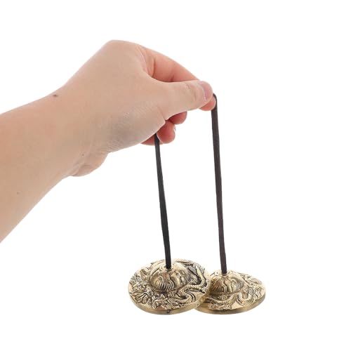Tibetan Style Meditation Brass Chime Bells Handcrafted Percussion Instrument with Dragon Motif for Mindfulness Yoga and Healing