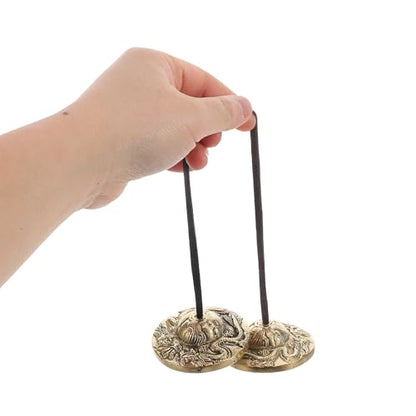 Tibetan Style Meditation Brass Chime Bells Handcrafted Percussion Instrument with Dragon Motif for Mindfulness Yoga and Healing