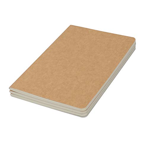 TWONE 3 Pack Travel Journal Notebook for Travelers or School - Kraft Brown Soft Cover - 5.5” x 8.25” - 96 Blank Pages with 48 Sheets - style: Versatile