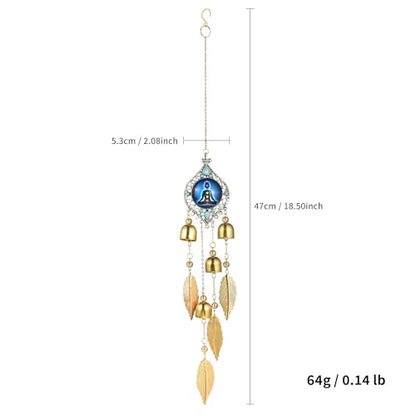 7 Chakra Meditation Pendant - Metal Leaves and Bell Sound Crisp and Pleasant, Suitable for Home Decoration in Yoga Spaces and Garden Scenes, and is The Preferred Gift for Meditators (Meditation Bell)