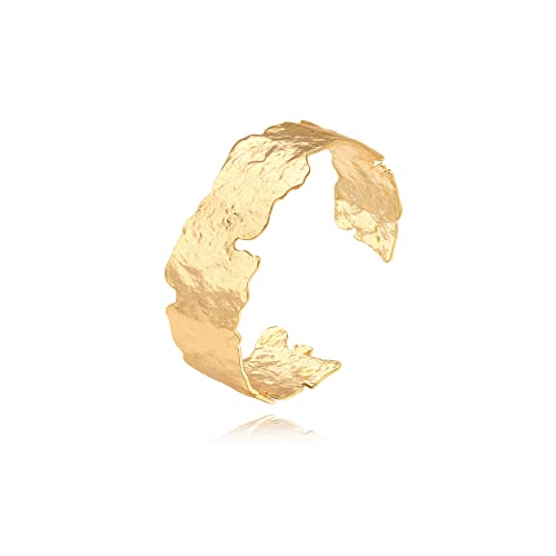POTESSA 18K Gold Plated Cuff Bracelets Adjustable Dainty Bangle Handemade Jewelry for Women - style: Irregular Twist