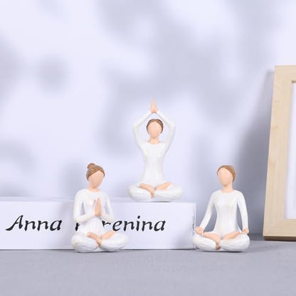 DOVDOV Yoga Figurine Set of 3, Zen Meditation Home Decor, Modern Art Pieces for Living Room Coffee Tables, Offices, Bookshelves, TV Consoles, and Mantelpiece Decorative Sculptures.