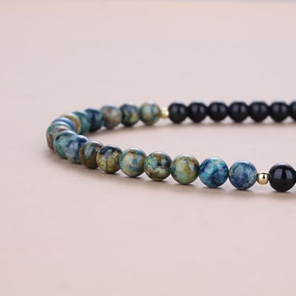 COAI Tree of Life Necklace 108 Mala Beads, Women's Men's Beaded Necklace, Japa Mala for Yoga Meditation 6mm - style: Obsidian & Azurite