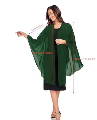 TONGFANTFL Shawls Wraps for Evening Wedding Party Chiffon Scarf Soft Bridal Wraps Wedding Guest Shawl Coverage - color: Dark Green