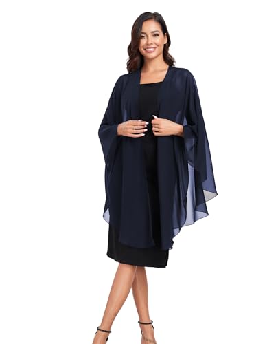 TONGFANTFL Shawls Wraps for Evening Wedding Party Chiffon Scarf Soft Bridal Wraps Wedding Guest Shawl Coverage - color: Navy