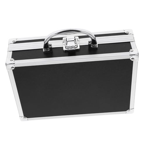 Beaupretty Handheld Aluminum Tool Case Multi Functional Briefcase with Capacity Storage for Home Office Travel Durable Hard Shell Design Convenient Carry Handle Black