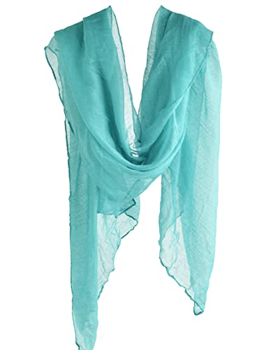 Women's Cotton Scarves Lady Light Soft Fashion Solid Scarf Wrap Shawl - color: Teal
