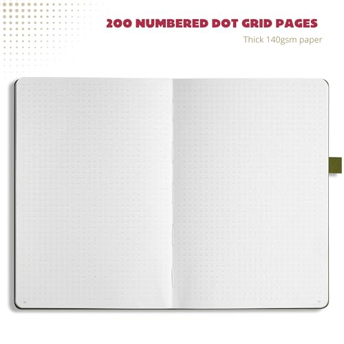 Dotted Journal – 140gsm Bleed Proof Thick White Paper – 200 Numbered Dot Grid Pages – 5.8 x 8.3 inch Bullet Dotted Notebook - color: pink