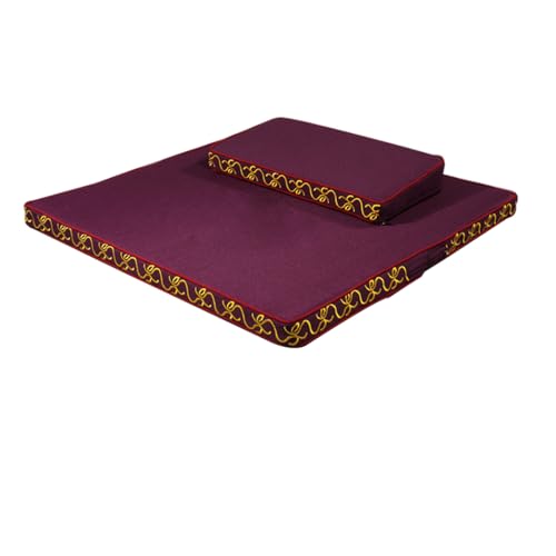 Portable Foldable Meditation Cushion Mat Set with Washable Cotton Linen Cover, Larger Thick Yoga Mat Bolster Floor Pillows Seating for Adults Meditation Accessories purple-60CM - color: Purple, size: 60CM