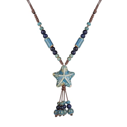 DS Boho Beaded Necklace for Women–Colorful Ceramic & African Tribal Beads, Adjustable Long Chunky Bohemian Jewelry with Gift Box Packaging,Hippie Witchy Vintage Handmade Fashion Statement Necklace - style: style-6
