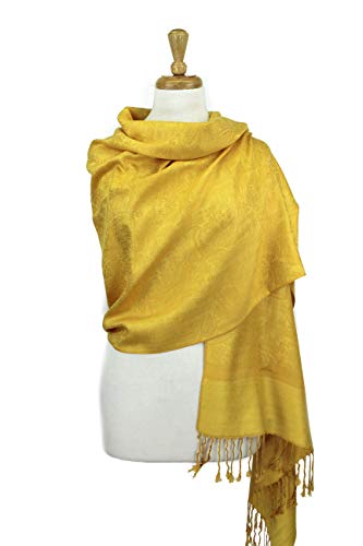 PASKMLNA Paisley Jacquard Pashmina Shawl Wrap Scarf Stole - color: Gold