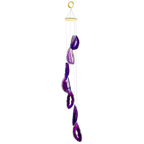 Rockcloud Agate Sliced Geode Wind Chime Home Garden Decoration Figurine - color: Purple